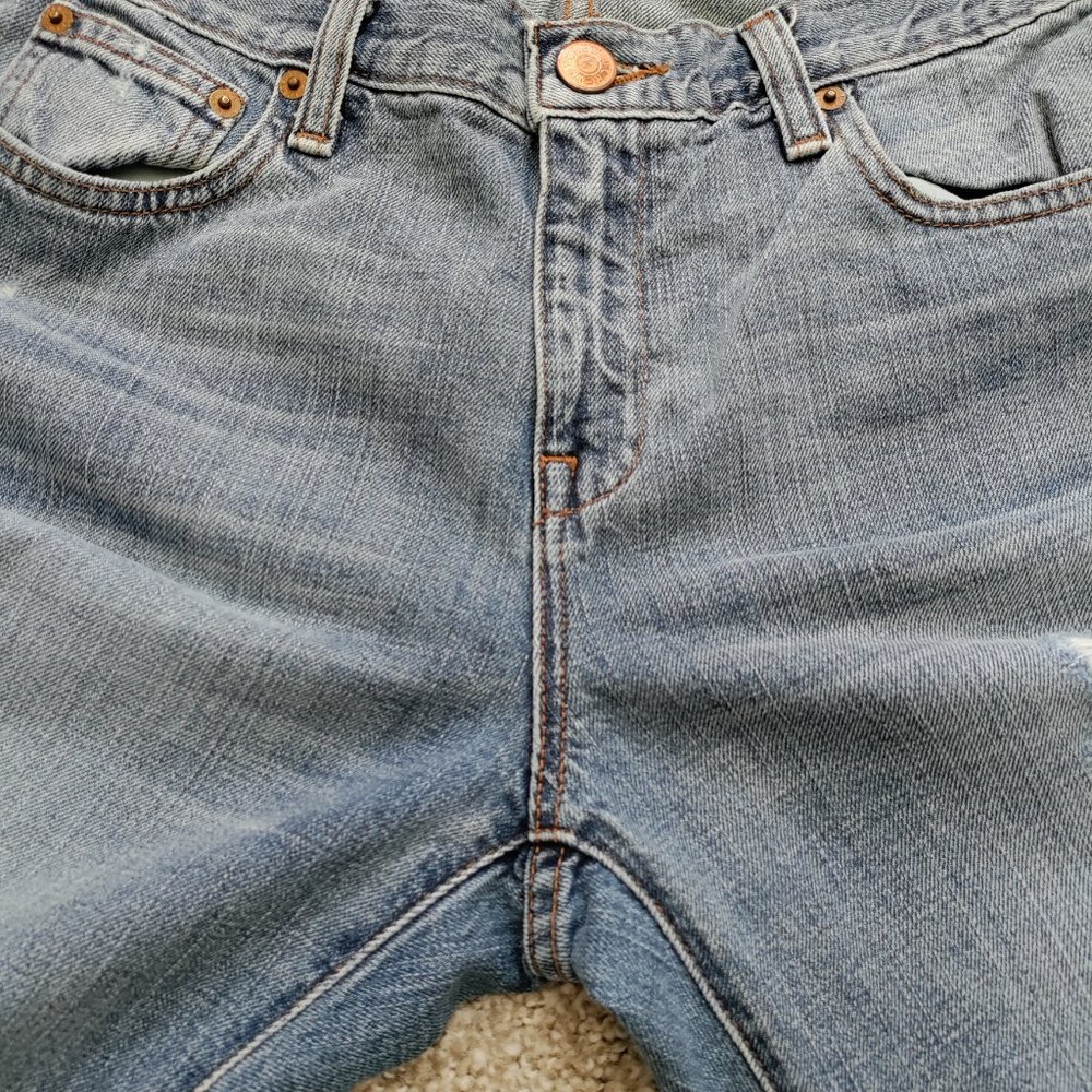 J. Crew Vintage Straight Raw Frayed Jeans High Rise Destroy Size 28R - Picture 9 of 15